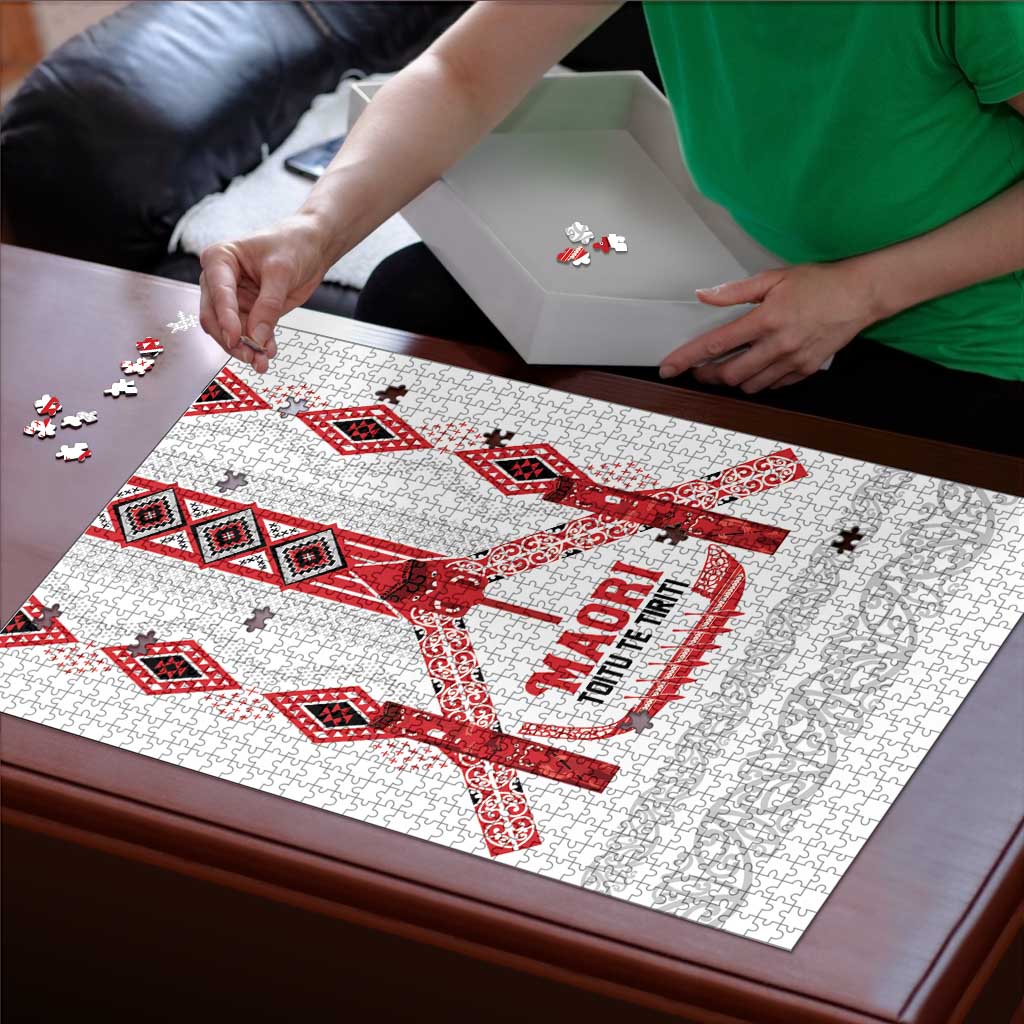 Toitu Te Tiriti Waitangi Puzzle White Wharenui House - Polynesian Pride