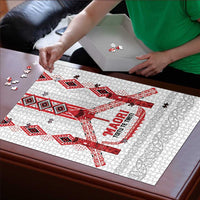 Toitu Te Tiriti Waitangi Puzzle White Wharenui House - Polynesian Pride