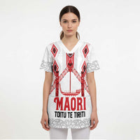 Toitu Te Tiriti Waitangi Scrub Top White Wharenui House - Polynesian Pride