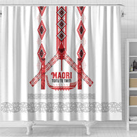 Toitu Te Tiriti Waitangi Shower Curtain White Wharenui House - Polynesian Pride
