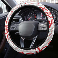 Toitu Te Tiriti Waitangi Steering Wheel Cover White Wharenui House - Polynesian Pride