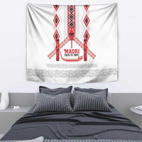 Toitu Te Tiriti Waitangi Tapestry White Wharenui House - Polynesian Pride