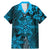 Vintage Tonga Tribal Ngatu Pattern Family Matching Mermaid Dress and Hawaiian Shirt With Pacific Floral Aqua Art