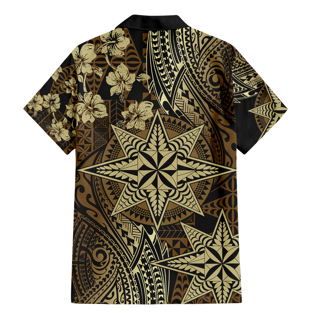 Vintage Tonga Tribal Ngatu Pattern Family Matching Mermaid Dress and Hawaiian Shirt With Pacific Floral Brown Art LT9 - Polynesian Pride