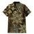 Vintage Tonga Tribal Ngatu Pattern Family Matching Mermaid Dress and Hawaiian Shirt With Pacific Floral Brown Art