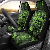 Vintage Tonga Tribal Ngatu Pattern Car Seat Cover With Pacific Floral Lime Green Art