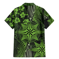 Vintage Tonga Tribal Ngatu Pattern Family Matching Mermaid Dress and Hawaiian Shirt With Pacific Floral Lime Green Art LT9 - Polynesian Pride