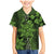Vintage Tonga Tribal Ngatu Pattern Family Matching Mermaid Dress and Hawaiian Shirt With Pacific Floral Lime Green Art