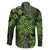 Vintage Tonga Tribal Ngatu Pattern Family Matching Puletasi and Hawaiian Shirt With Pacific Floral Lime Green Art