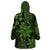 Vintage Tonga Tribal Ngatu Pattern Wearable Blanket Hoodie With Pacific Floral Lime Green Art