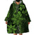 Vintage Tonga Tribal Ngatu Pattern Wearable Blanket Hoodie With Pacific Floral Lime Green Art