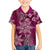 Vintage Tonga Tribal Ngatu Pattern Family Matching Tank Maxi Dress and Hawaiian Shirt With Pacific Floral Pink Art