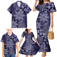 Vintage Tonga Tribal Ngatu Pattern Family Matching Mermaid Dress and Hawaiian Shirt With Pacific Floral Pink Art LT9 - Polynesian Pride