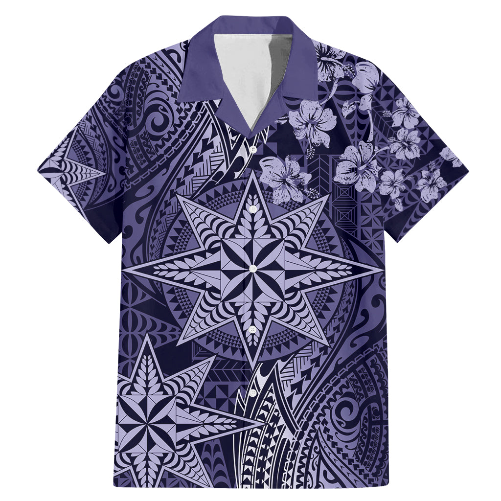 Vintage Tonga Tribal Ngatu Pattern Family Matching Mermaid Dress and Hawaiian Shirt With Pacific Floral Pink Art LT9 Dad's Shirt - Short Sleeve Pink - Polynesian Pride