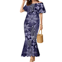 Vintage Tonga Tribal Ngatu Pattern Family Matching Mermaid Dress and Hawaiian Shirt With Pacific Floral Pink Art LT9 Mom's Dress Pink - Polynesian Pride