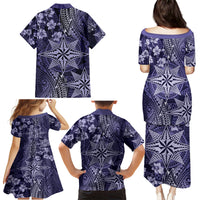 Vintage Tonga Tribal Ngatu Pattern Family Matching Puletasi and Hawaiian Shirt With Pacific Floral Pink Art LT9 - Polynesian Pride