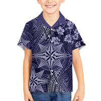 Vintage Tonga Tribal Ngatu Pattern Family Matching Puletasi and Hawaiian Shirt With Pacific Floral Pink Art LT9 Son's Shirt Pink - Polynesian Pride