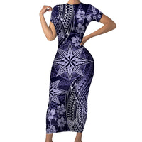 Vintage Tonga Tribal Ngatu Pattern Family Matching Short Sleeve Bodycon Dress and Hawaiian Shirt With Pacific Floral Pink Art LT9 Mom's Dress Pink - Polynesian Pride