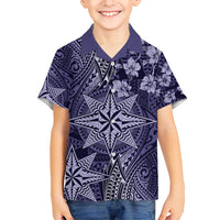 Vintage Tonga Tribal Ngatu Pattern Family Matching Short Sleeve Bodycon Dress and Hawaiian Shirt With Pacific Floral Pink Art LT9 Son's Shirt Pink - Polynesian Pride