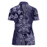 Vintage Tonga Tribal Ngatu Pattern Women Polo Shirt With Pacific Floral Pink Art