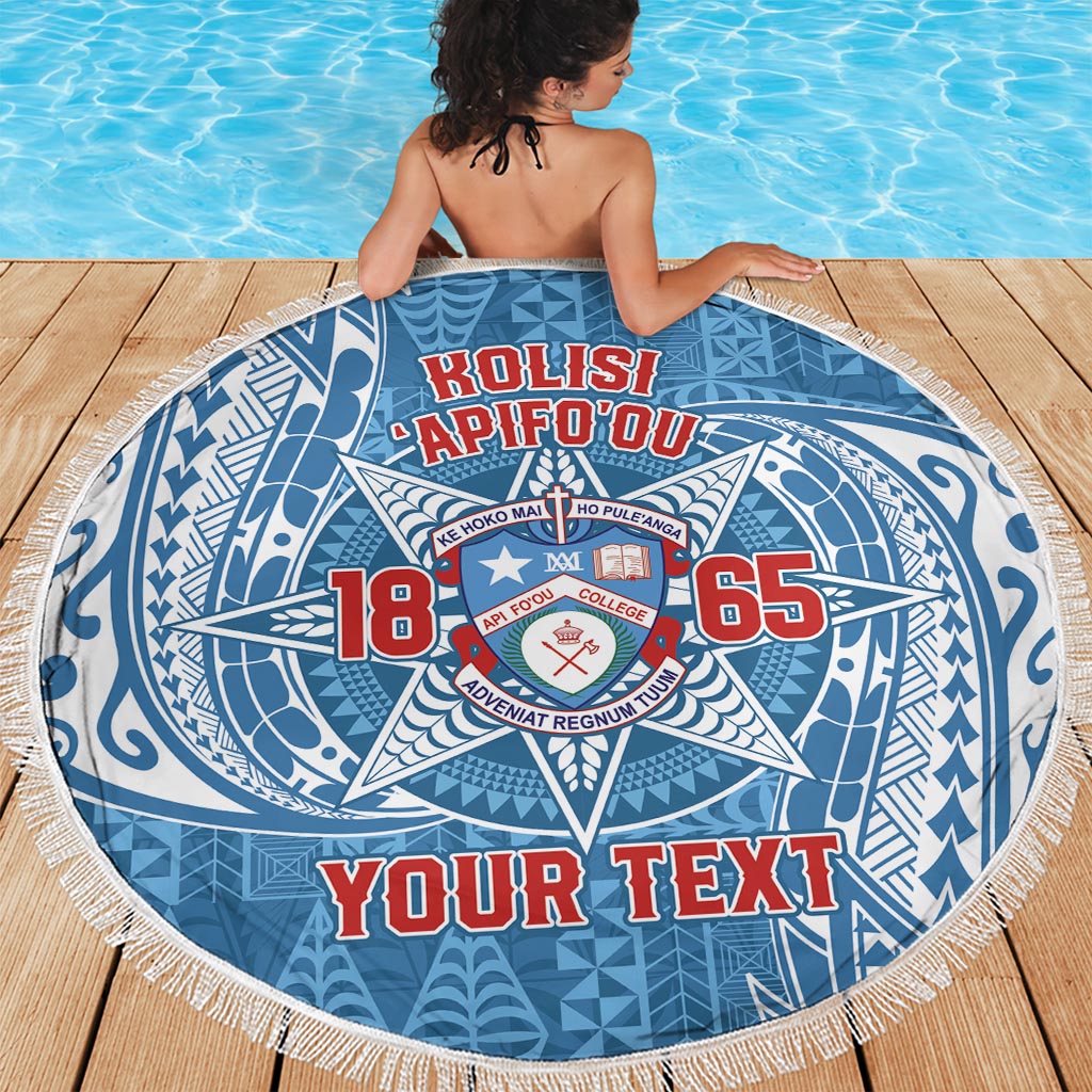 Personalised Tonga Apifo'ou College Beach Blanket Since 1865 Special Kupesi Pattern