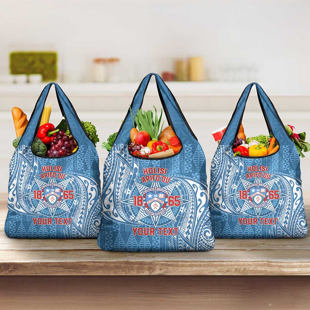Personalised Tonga Apifo'ou College Grocery Bag Since 1865 Special Kupesi Pattern
