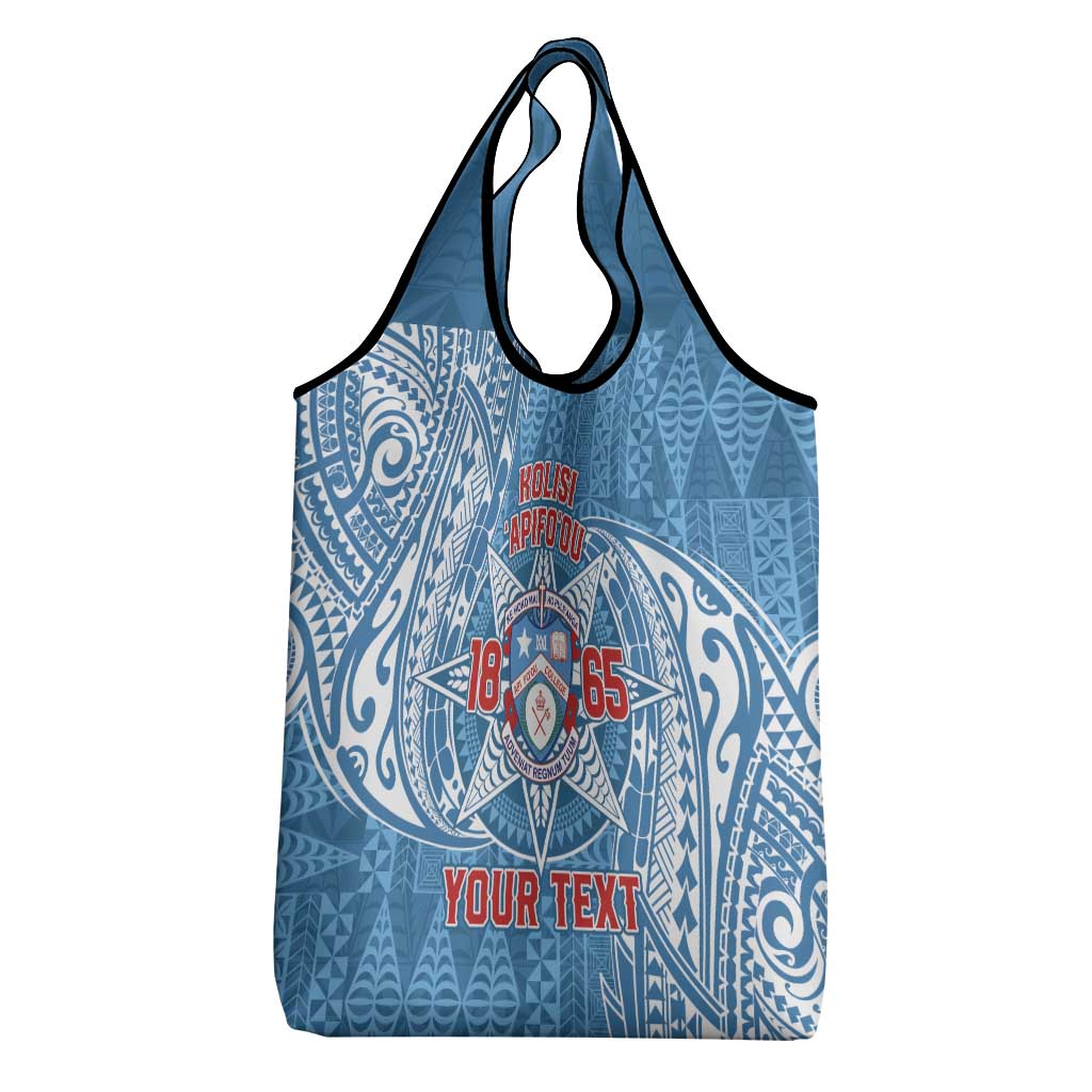 Personalised Tonga Apifo'ou College Grocery Bag Since 1865 Special Kupesi Pattern