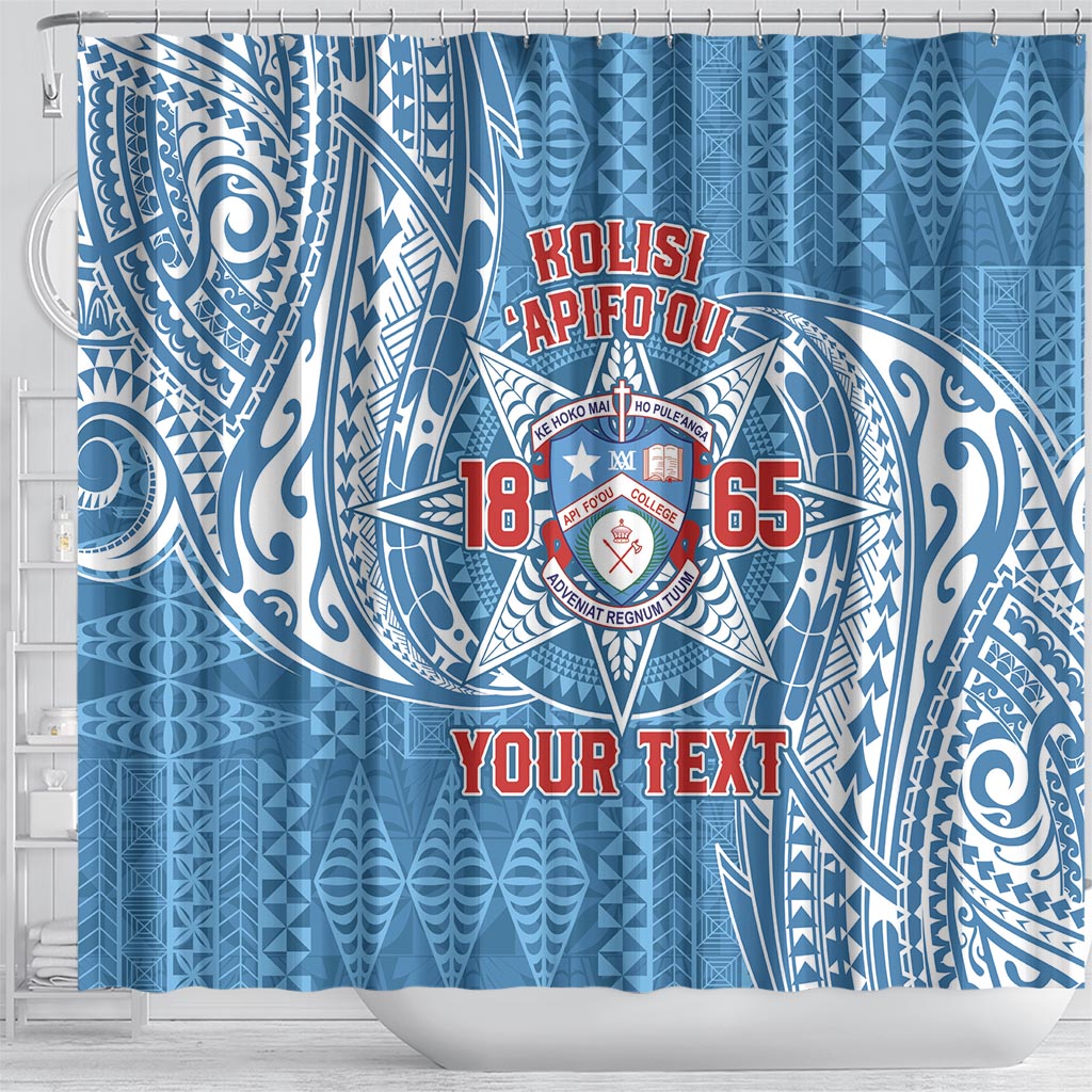 Personalised Tonga Apifo'ou College Shower Curtain Since 1865 Special Kupesi Pattern