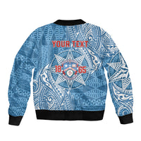 Personalised Tonga Apifo'ou College Sleeve Zip Bomber Jacket Since 1865 Special Kupesi Pattern