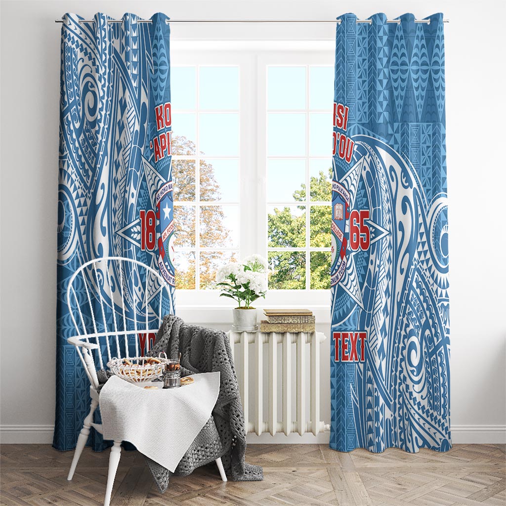 Personalised Tonga Apifo'ou College Window Curtain Since 1865 Special Kupesi Pattern