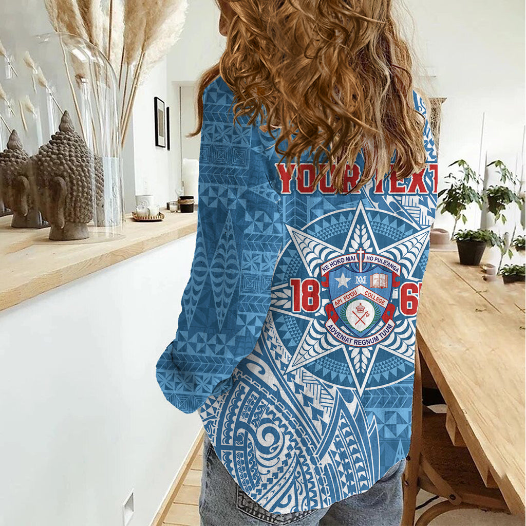 Personalised Tonga Apifo'ou College Women Casual Shirt Since 1865 Special Kupesi Pattern LT9 - Polynesian Pride
