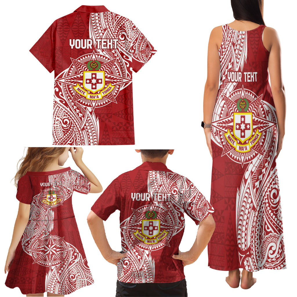 Personalised Kolisi Tonga Atele 142nd Anniversary Family Matching Tank Maxi Dress and Hawaiian Shirt Special Kupesi Pattern