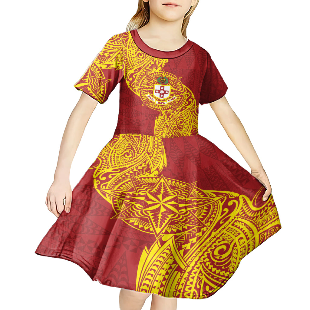 Personalised Kolisi Tonga Atele Kid Short Sleeve Dress Since 1882 Simple Ngatu Pattern