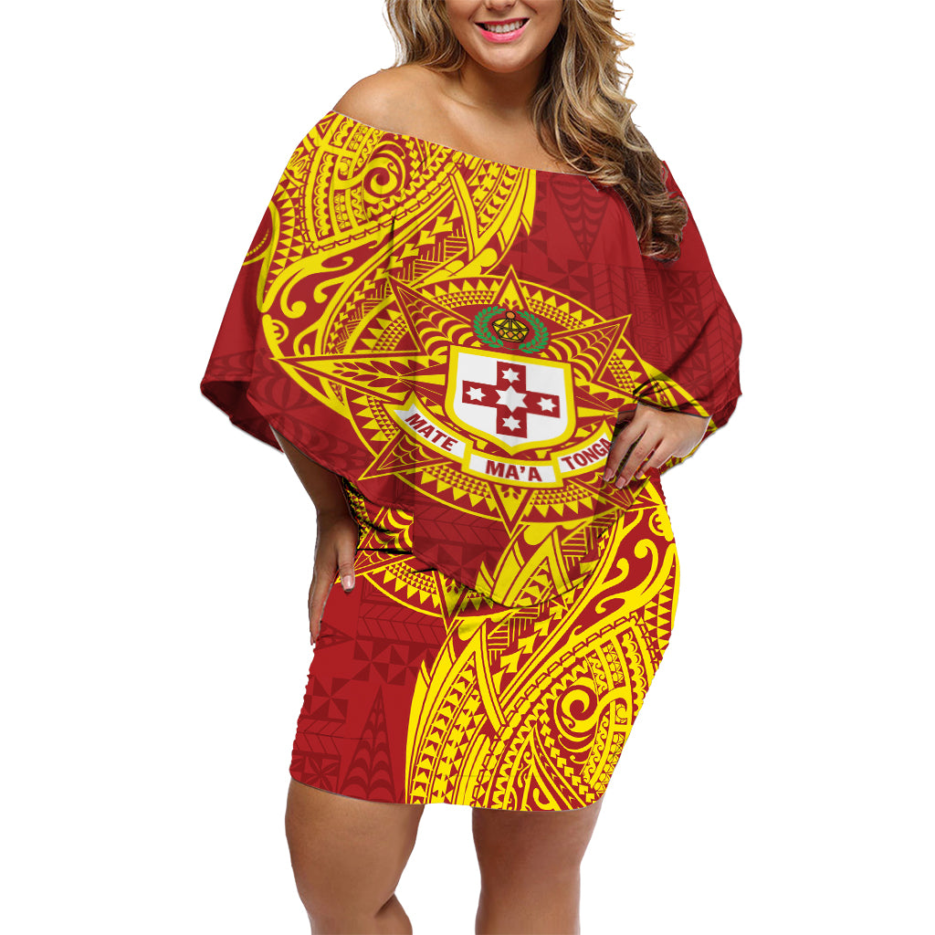 Personalised Kolisi Tonga Atele Off Shoulder Short Dress Since 1882 Simple Ngatu Pattern