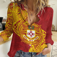 Personalised Kolisi Tonga Atele Women Casual Shirt Since 1882 Simple Ngatu Pattern LT9 Female Gold - Polynesian Pride