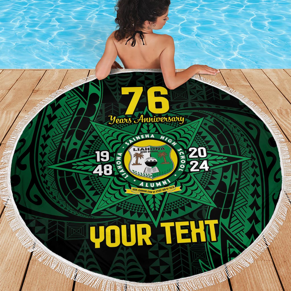 Personalised Tonga Liahona High School 76th Anniversary Beach Blanket Special Kupesi Pattern