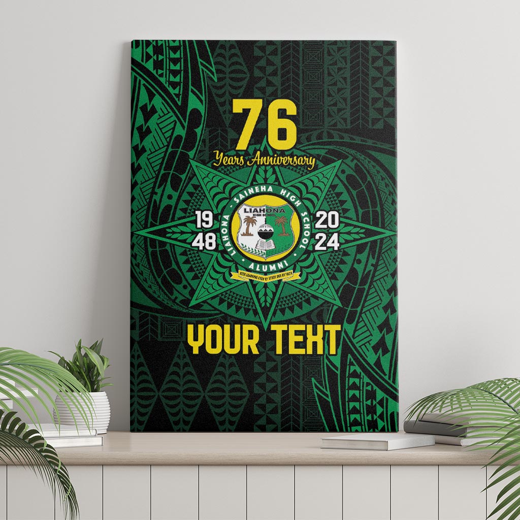 Personalised Tonga Liahona High School 76th Anniversary Canvas Wall Art Special Kupesi Pattern
