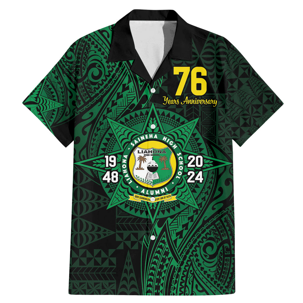 Personalised Tonga Liahona High School 76th Anniversary Family Matching Mermaid Dress and Hawaiian Shirt Special Kupesi Pattern