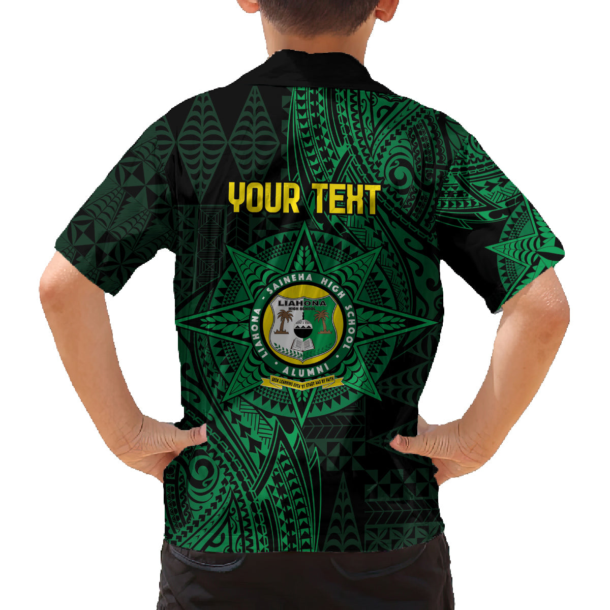 Personalised Tonga Liahona High School 76th Anniversary Family Matching Puletasi and Hawaiian Shirt Special Kupesi Pattern LT9 - Polynesian Pride