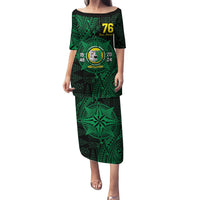 Personalised Tonga Liahona High School 76th Anniversary Family Matching Puletasi and Hawaiian Shirt Special Kupesi Pattern LT9 Mom's Dress Green - Polynesian Pride