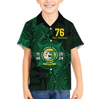 Personalised Tonga Liahona High School 76th Anniversary Family Matching Puletasi and Hawaiian Shirt Special Kupesi Pattern LT9 Son's Shirt Green - Polynesian Pride