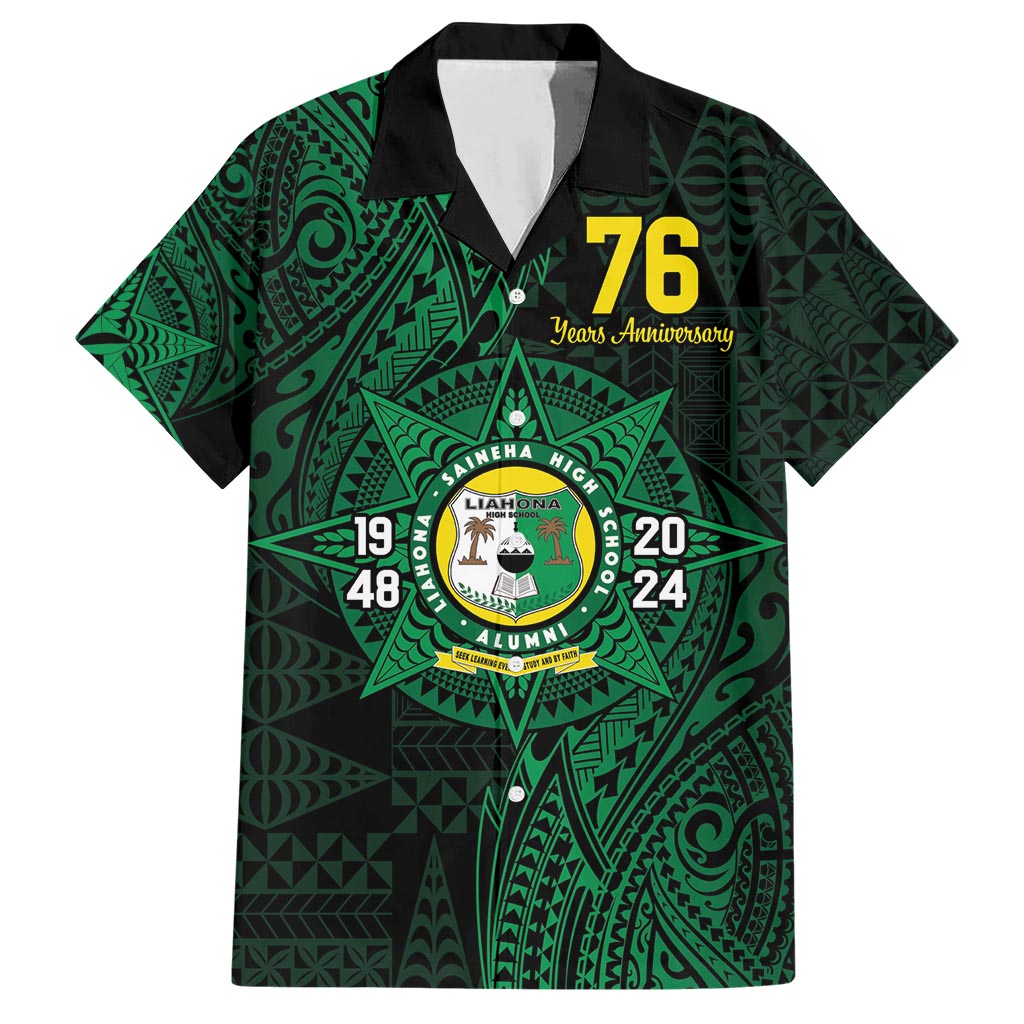 Personalised Tonga Liahona High School 76th Anniversary Hawaiian Shirt Special Kupesi Pattern