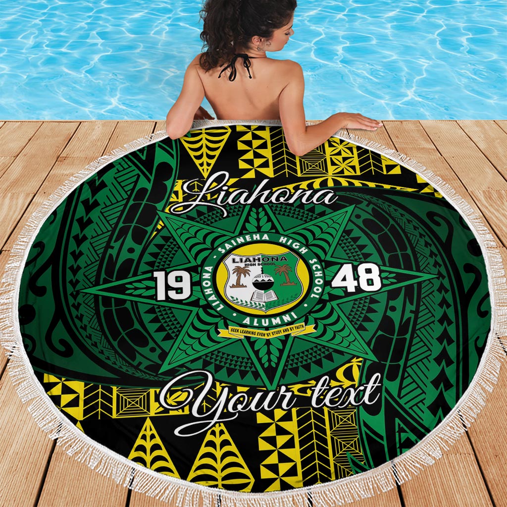 Personalised Tonga Liahona High School Beach Blanket Since 1948 Special Kupesi Pattern