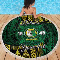 Personalised Tonga Liahona High School Beach Blanket Since 1948 Special Kupesi Pattern
