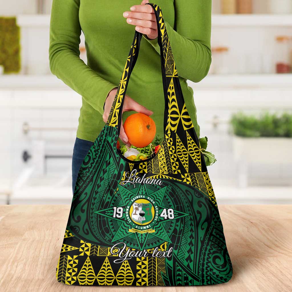 Personalised Tonga Liahona High School Grocery Bag Since 1948 Special Kupesi Pattern