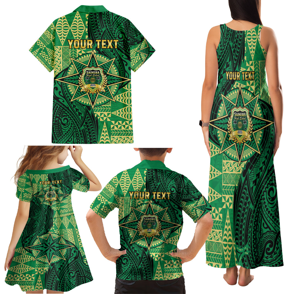 Personalised Tonga Saineha High School Family Matching Tank Maxi Dress and Hawaiian Shirt Since 1978 Special Kupesi Pattern