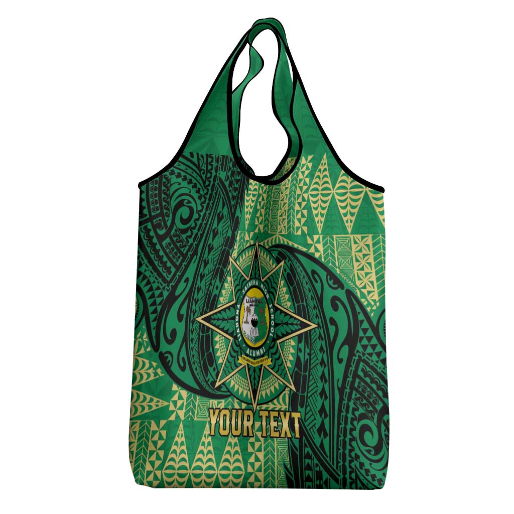 Personalised Tonga Saineha High School Grocery Bag Since 1978 Special Kupesi Pattern
