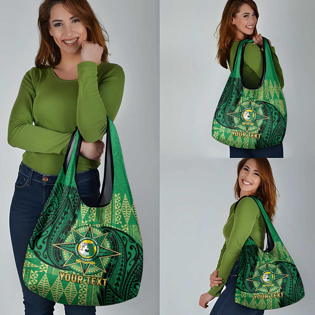 Personalised Tonga Saineha High School Grocery Bag Since 1978 Special Kupesi Pattern