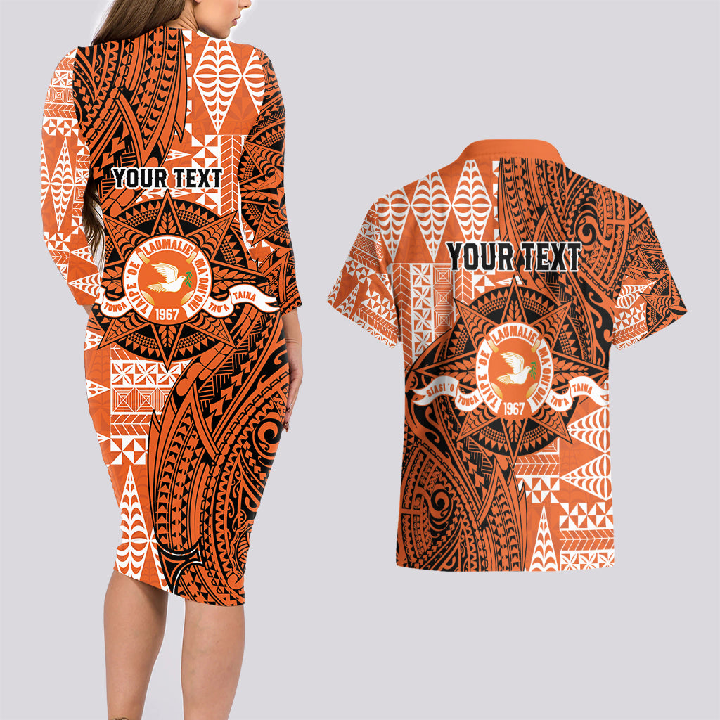 Personalised Tonga Tailulu College Couples Matching Long Sleeve Bodycon Dress and Hawaiian Shirt Since 1967 Special Kupesi Pattern Version 2