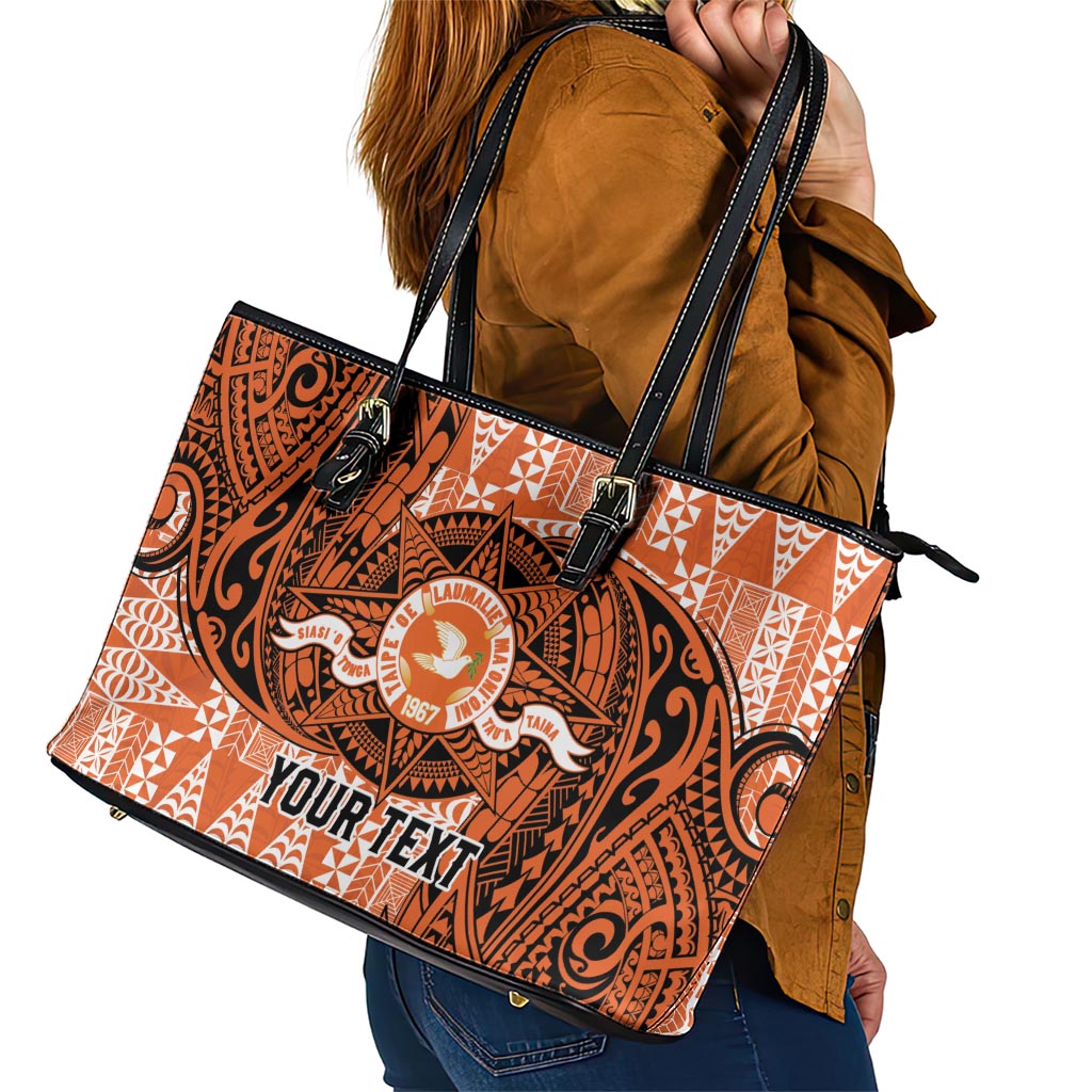 Personalised Tonga Tailulu College Leather Tote Bag Since 1967 Special Kupesi Pattern Version 2